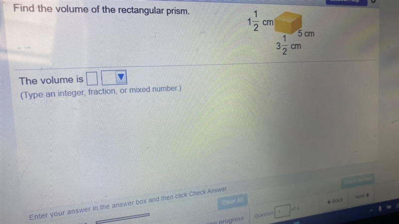 Find the volume of the rectangular prism.-example-1