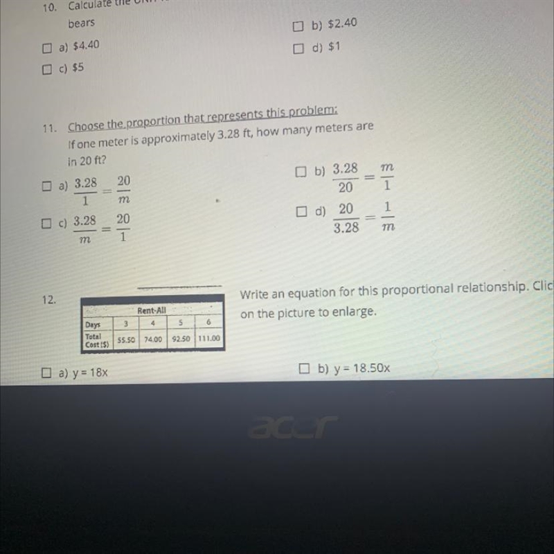 11. Choose the proportion that represents this problem: If one meter is approximately-example-1