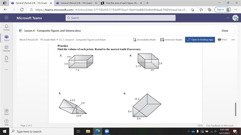 Find the volume of each prism. Round to the nearest tenth if necessary-example-1