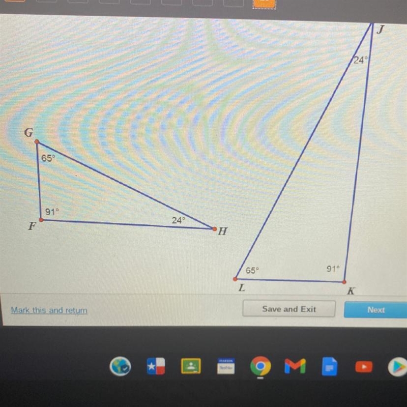 Which similarity statement expresses the relationship between the two triangles? FGH-example-1