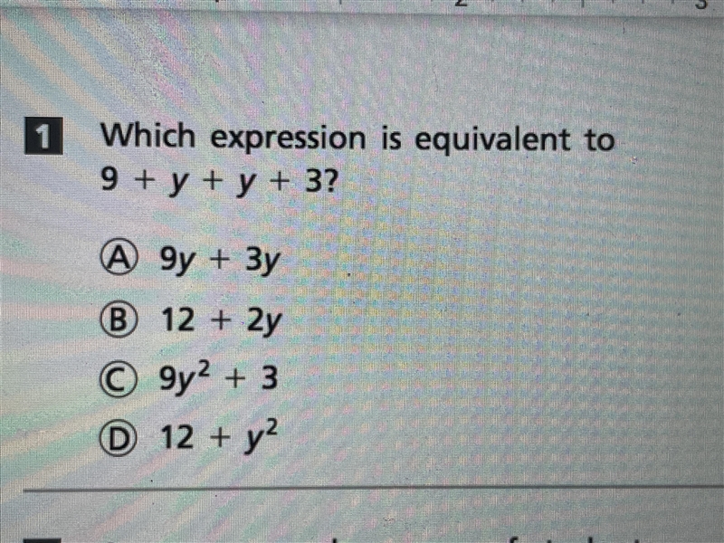 Which expression is equivalent to 9+y+y+3-example-1