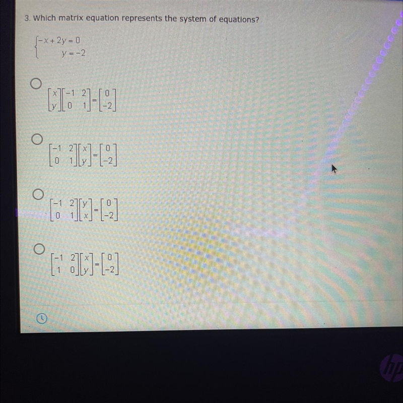 Which matrix equation represents the system of equations?-example-1