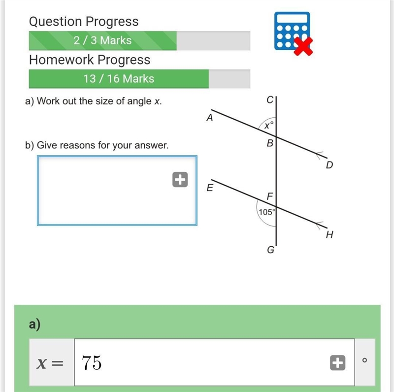 Work out the size angle of x. Give reasons for your answer​-example-1