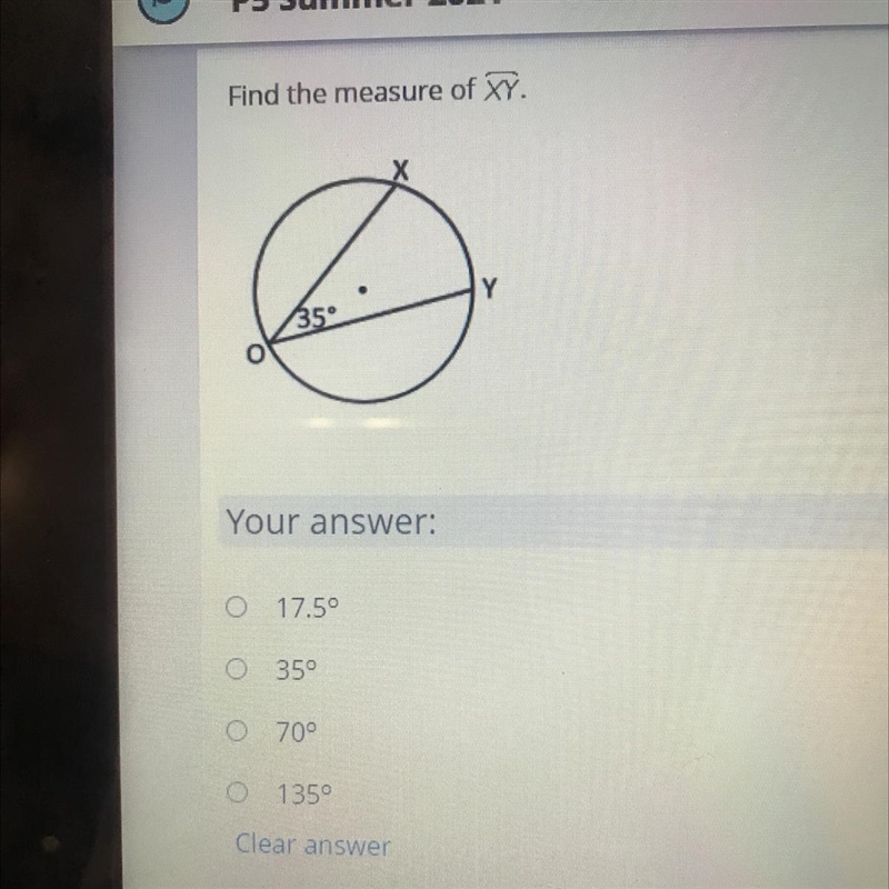 Find the measure of XY-example-1