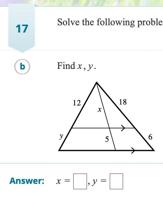 Find the sides, and the value of x and y.-example-1