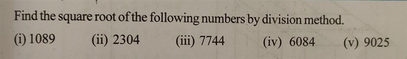 Find the square root of the following numbers by division method.​-example-1