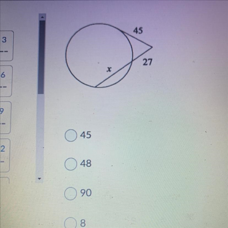 Solve for x. Assume that lines which appear tangent are tangent. CAN YALL HELP ME-example-1