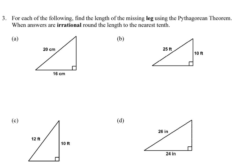 The Pythagorean theorem please help answer all the questions-example-1