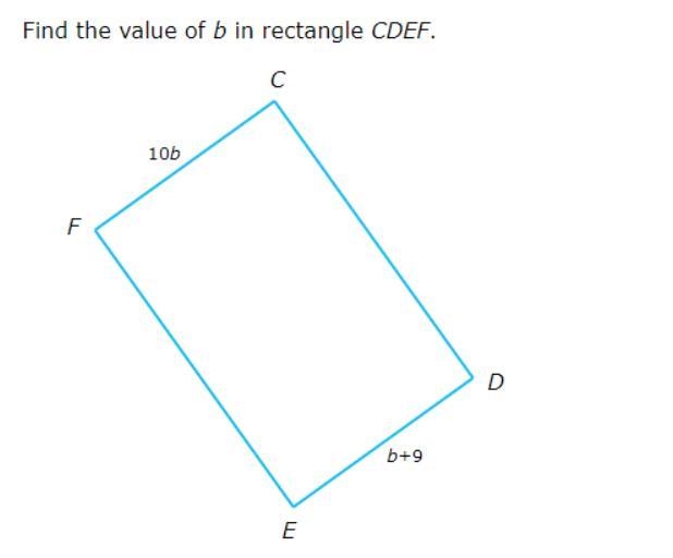 Find the vaule of b in rectangle-example-1