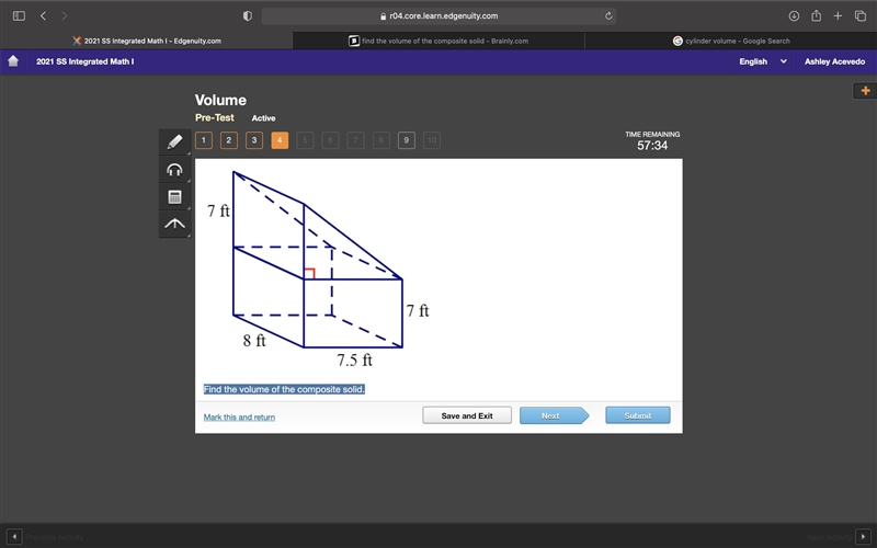 Find the volume of the composite solid.-example-1