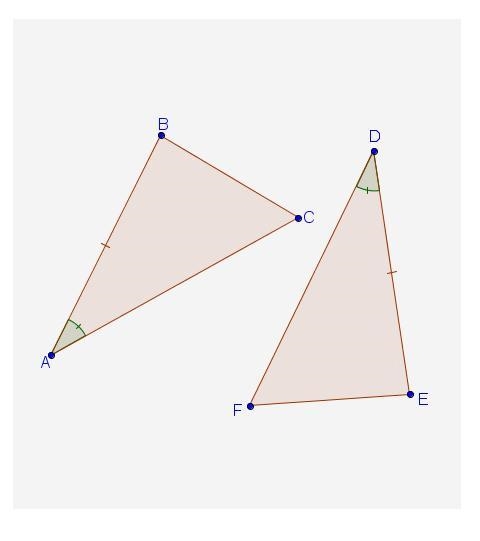 The diagram shows that `/_A cong /_D` and `bar(AB) cong bar(DE)`. Which other statement-example-1