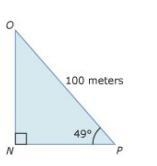 If sin 49° is approximately 3/4, which is closest to the length of the of NO ? Options-example-1