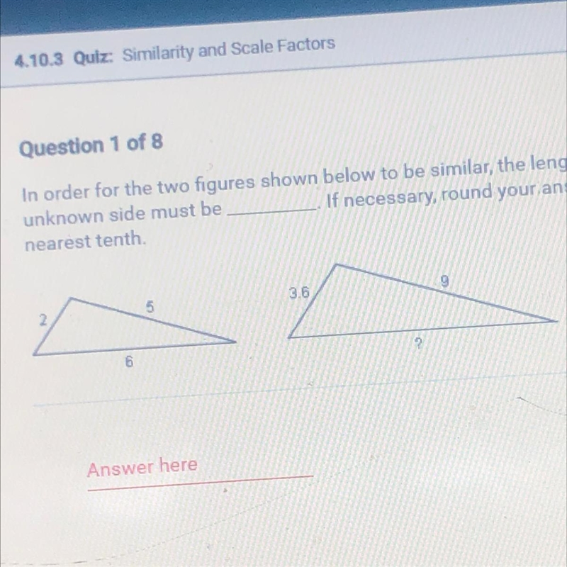 What is the length of the unknown side?-example-1