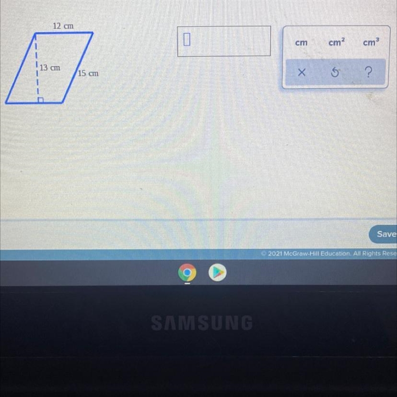 Find the area of this parallelogram. Be sure to include the correct unit in the answer-example-1