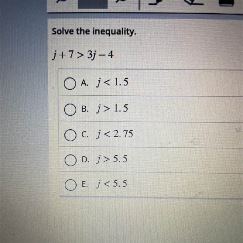 Solve the inequality J+7>3j-4-example-1