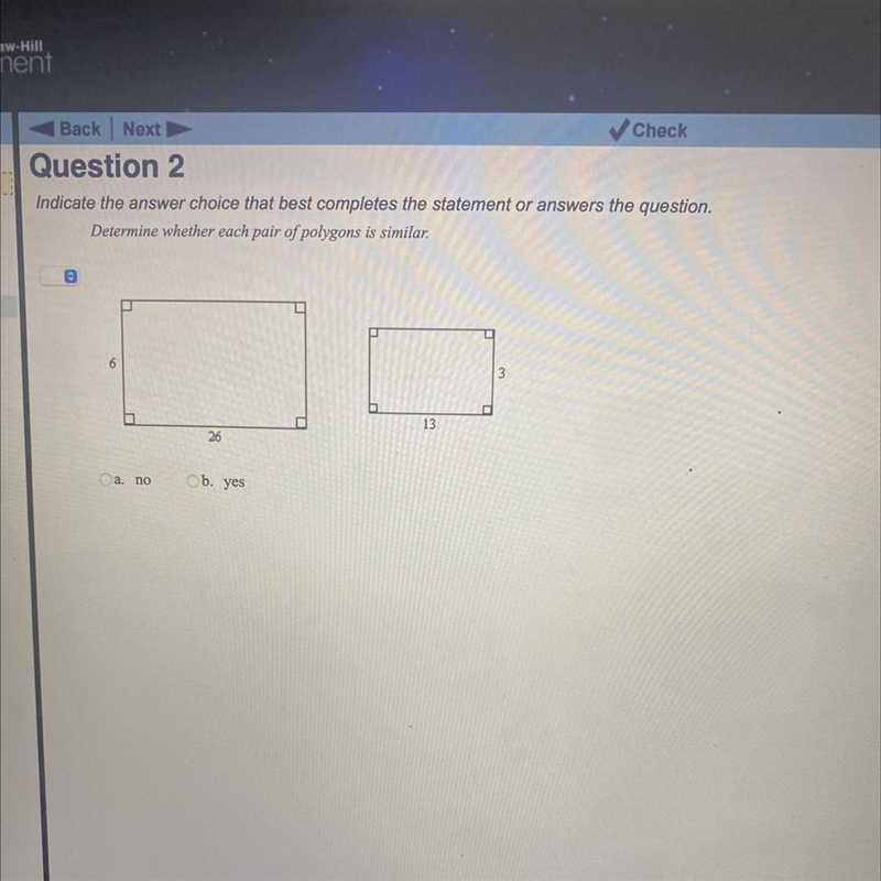 Determine whether each pair of polygons is similar.-example-1