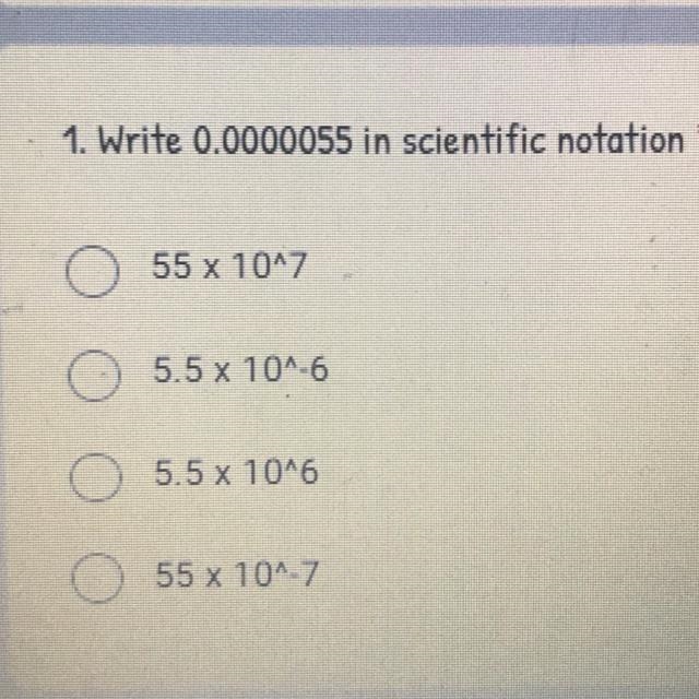 Write 0.0000055 in scientific notation-example-1