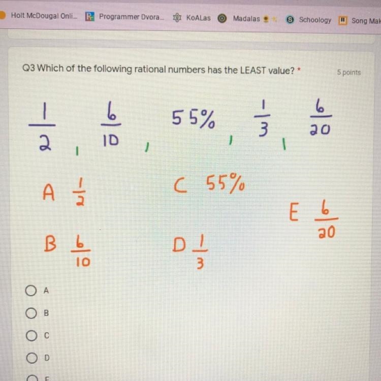 Which one is the least value?-example-1