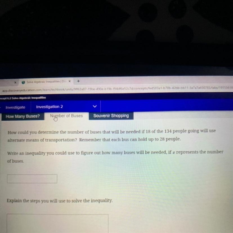 How could you determine the number of buses that will be needed if 18 of the 134 people-example-1