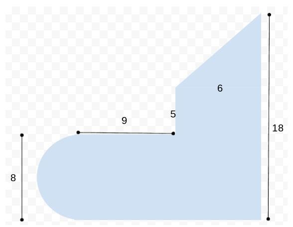 What is the area of the composite figure below? Round to the nearest tenth.-example-1