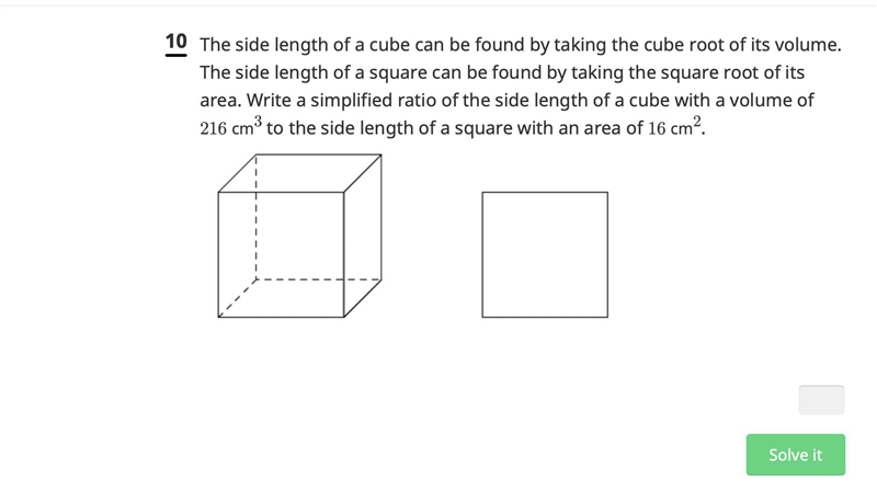 HELPPPP PLSSSSS The side length of a cube can be found by taking the cube root of-example-1