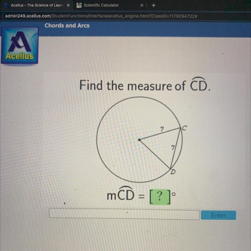 Find the measure of CD. mCD= [?] degrees-example-1