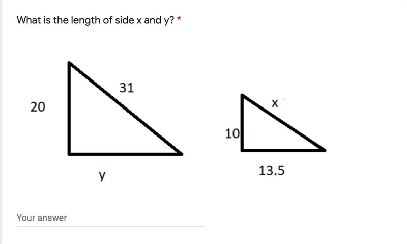 What is the length of side x and y? *????????????????????????-example-1