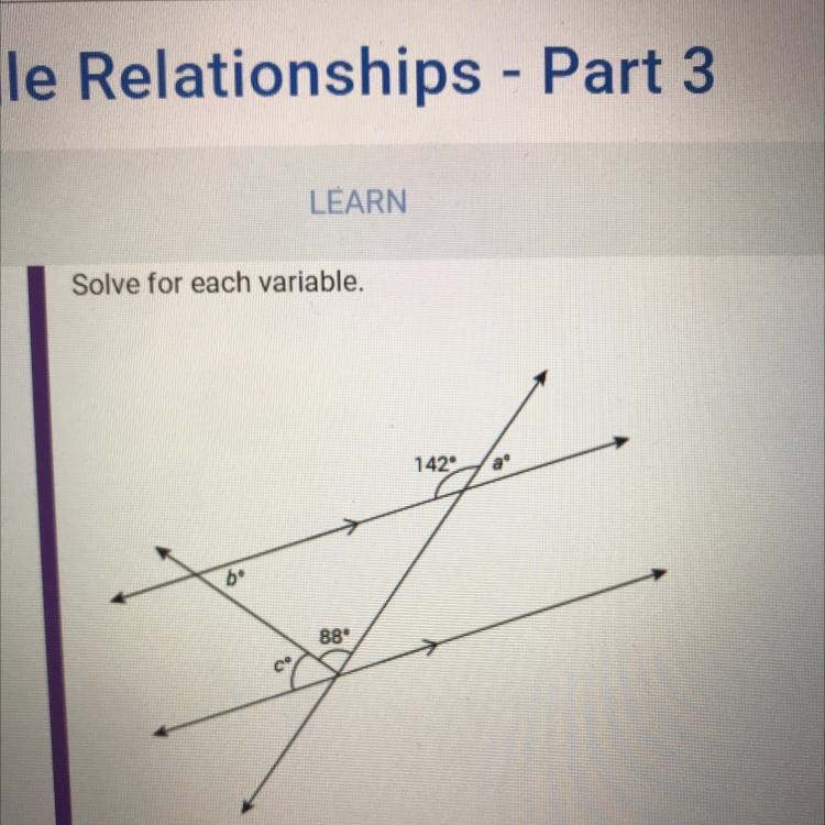 Solve for each variable and tell how you found the value of each.-example-1