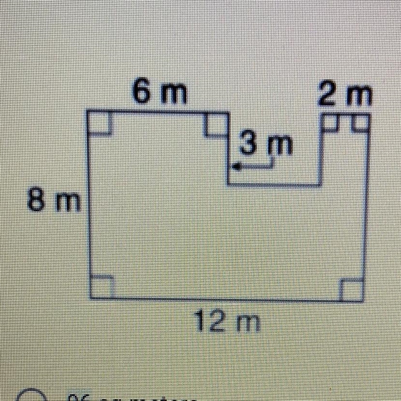 96 sq meters 144 sq meters 84 sq meters 102 sq meters Pls show work I get different-example-1