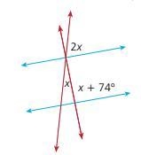 If the blue lines are parallel, what is the value of x?-example-1