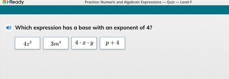 Which expression has a base with an exponent of 4?-example-1