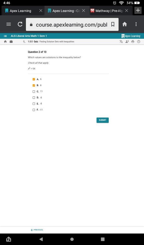 Which values are solutions to the inequality below-example-1