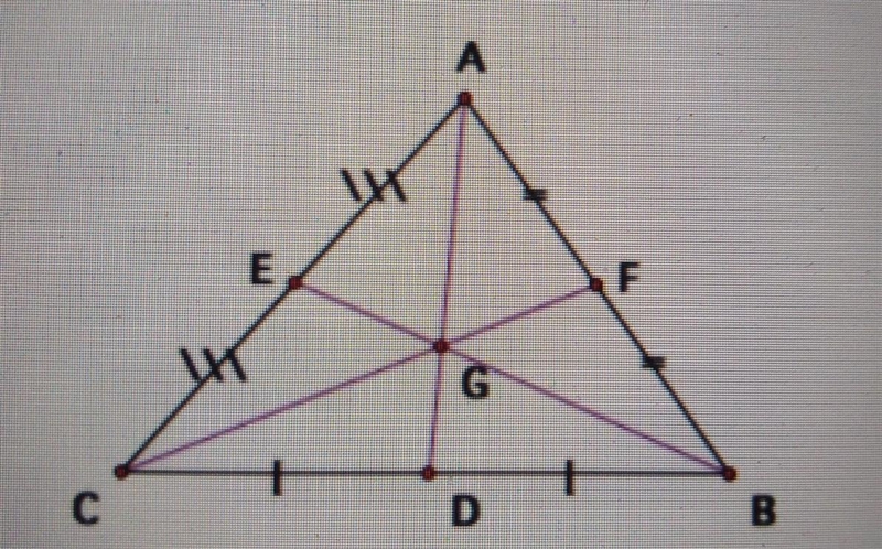 In triangle ABC, G is the centroid and BE = 9. Find BG and GE.​-example-1