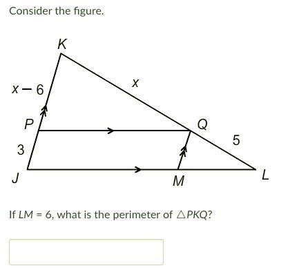 If LM = 6, what is the perimeter of △PKQ?-example-1