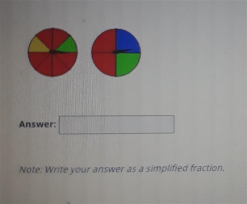 What is the probability of spinning green on the first spinner and blue on the second-example-1