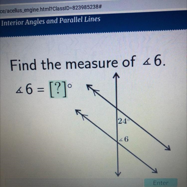 Find the measure of 46. 46 = [?] 24° 46-example-1