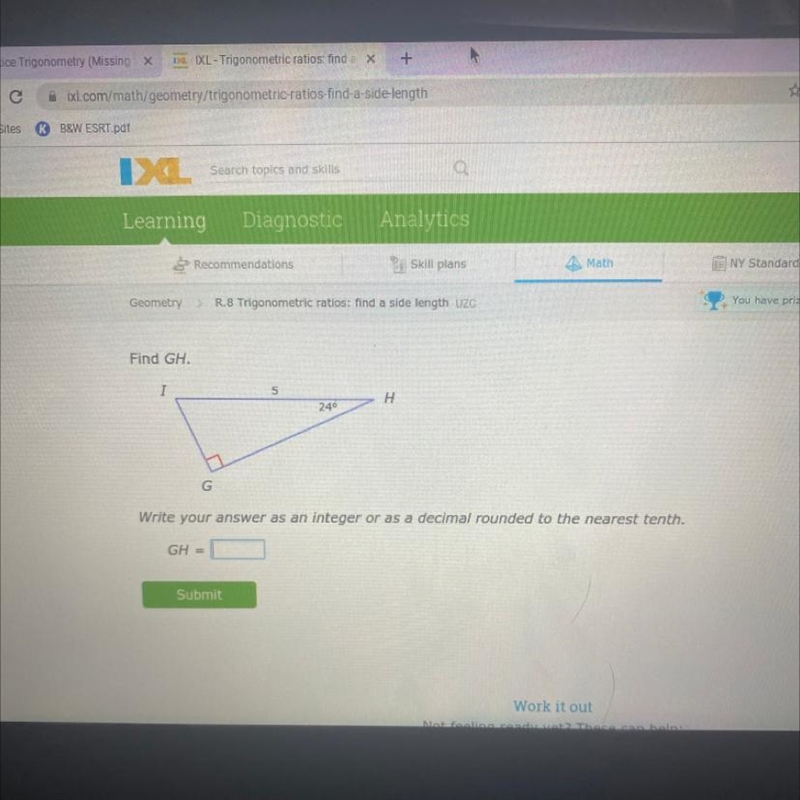 Find GH. write answer as an internet or as a decimal rounded to the nearest tenth-example-1