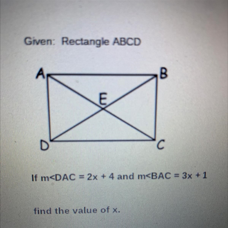 DAC = 2x+4 and BAC= 3x +1-example-1