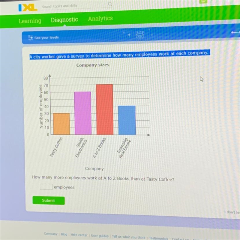 A city worker gave a survey to determine how many employees work at each company-example-1