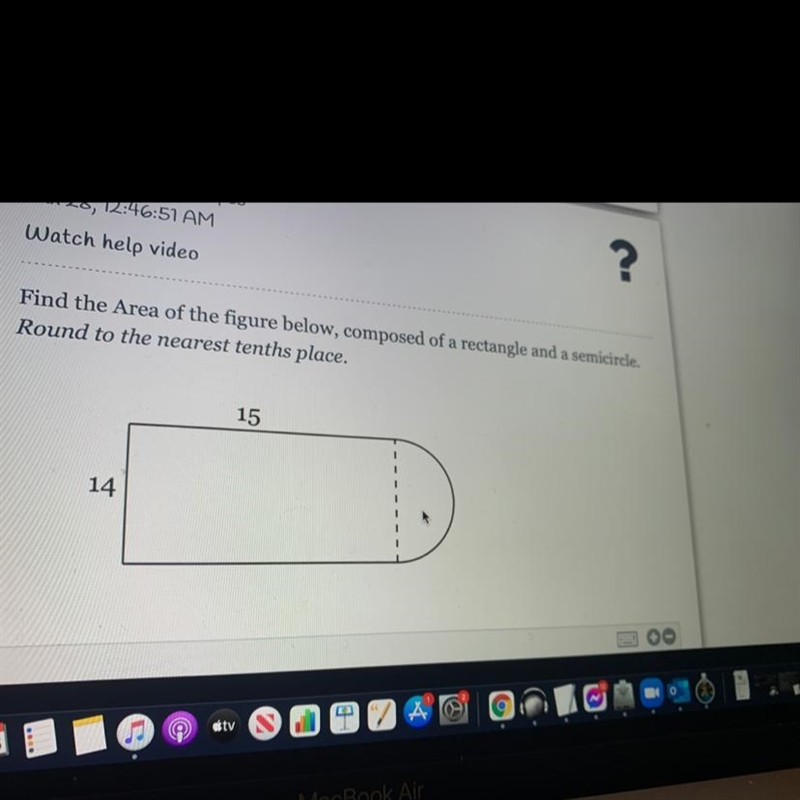 Find the Area of the figure below, composed of a parallelogram and one semicircle-example-1