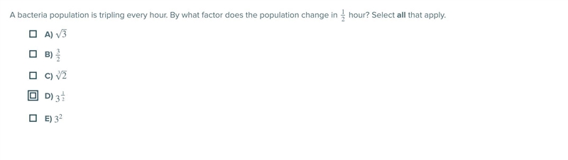 A bacteria population is tripling every hour. By what factor does the population change-example-1