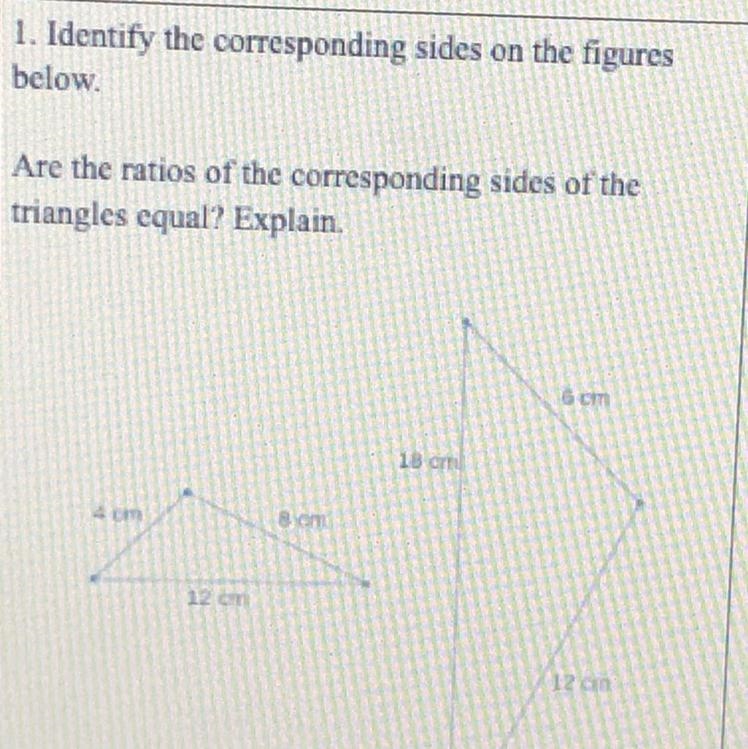 1. identify the corresponding sides on the figure below-example-1