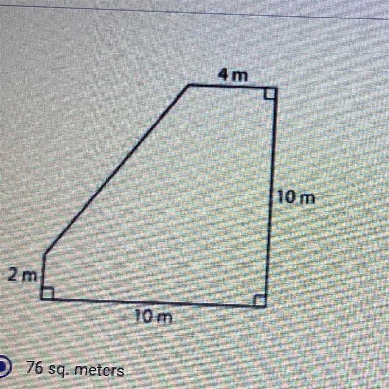 Find the area 76 sq. Meters 60 sq. Meters 30.5 sq. Meters 65 sq. Meters-example-1