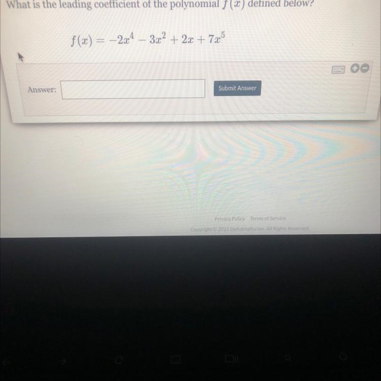 What is the leading coefficient of the polynomial f(c) defined below? need help asap-example-1