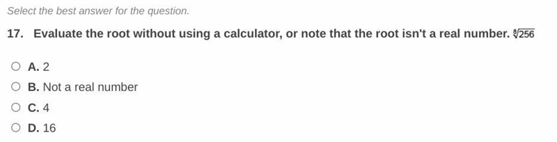 Evaluate the root without using a calculator, or note that the root isn't a real number-example-1