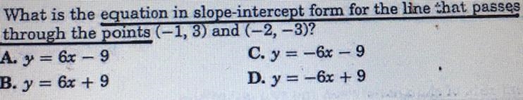 What is the equation in slope-intercept form for the line that passes through the-example-1