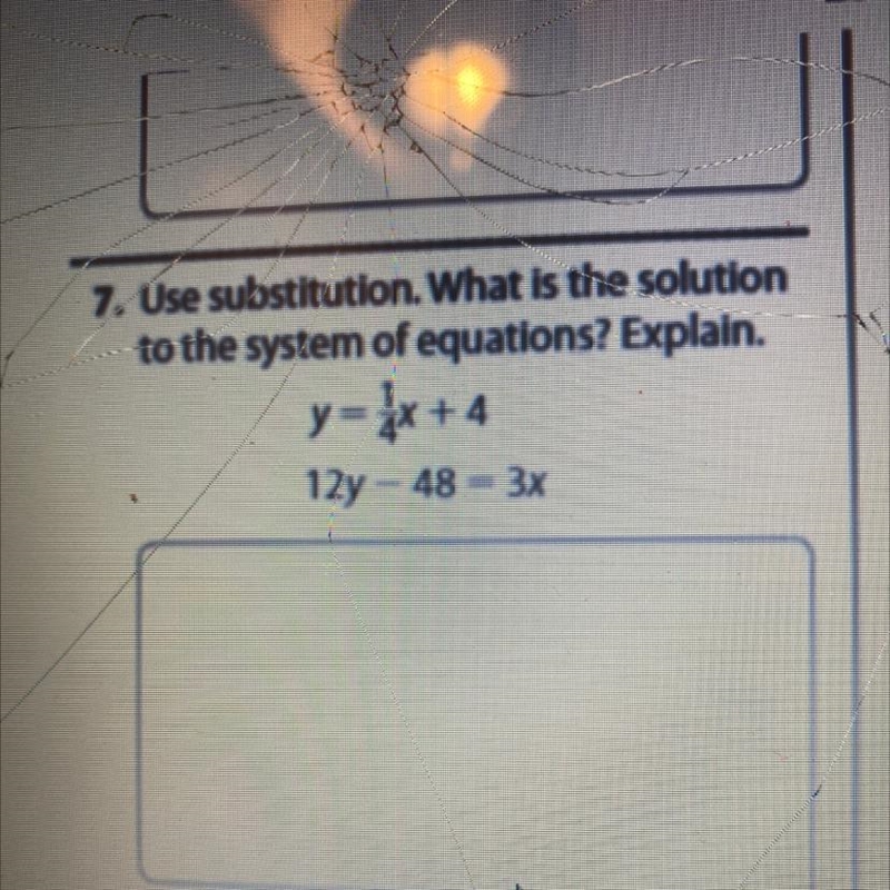 7. Use substitution. What is the solution to the system of equations? Explain. This-example-1