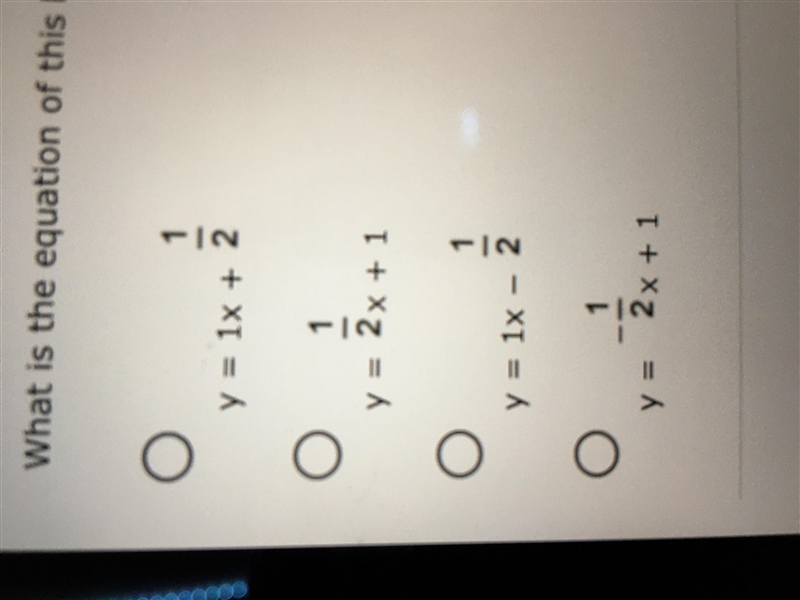 The line of best fit for a scatter plot is shown. (shown below) what is the equation-example-2