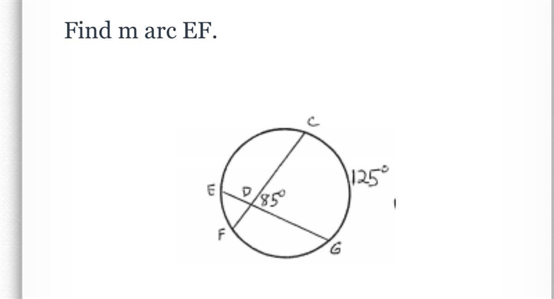 Using the picture above Find the measure of arc EF-example-1