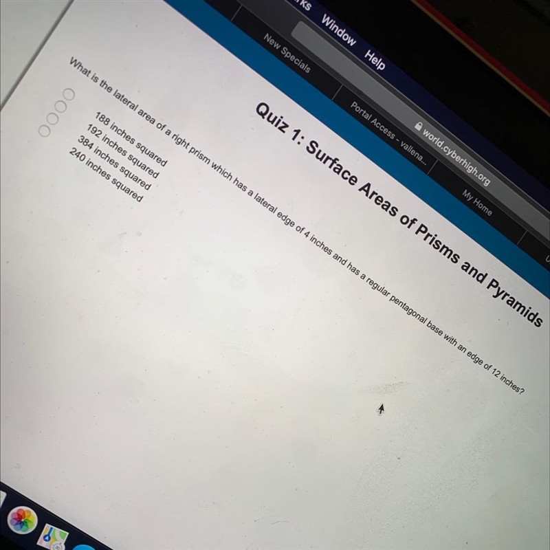 What is the lateral area of a right prism which has a lateral edge of 4 inches and-example-1